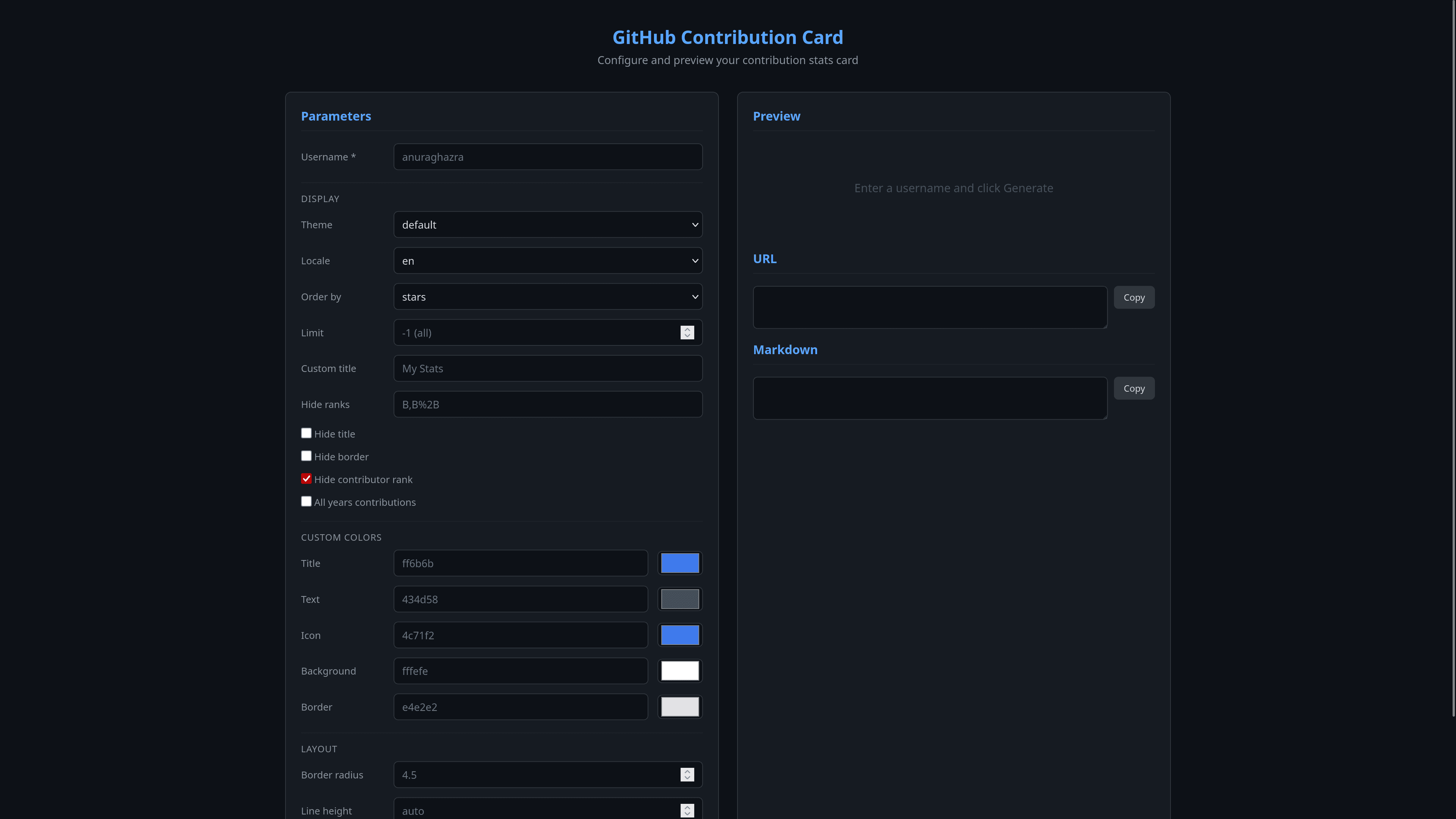 GitHub Contribution Card