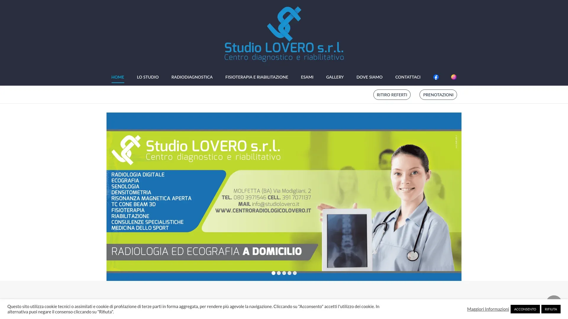 Screenshot CENTRO RADIOLOGICO LOVERO